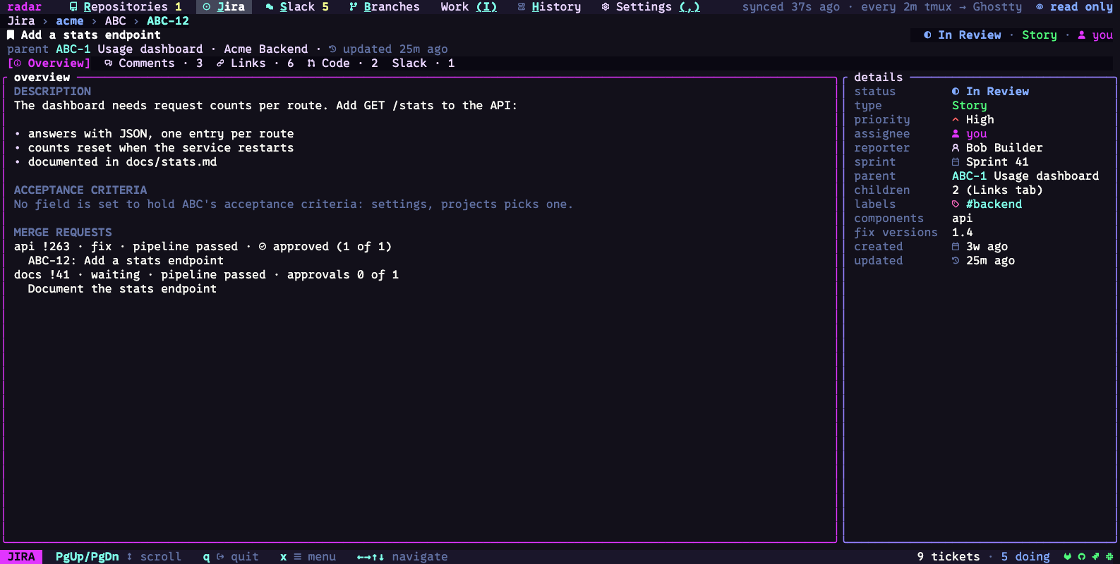 A Jira ticket page